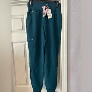 Figs Zamora High Waisted Scrub Bottoms Color: Caribbean Blue